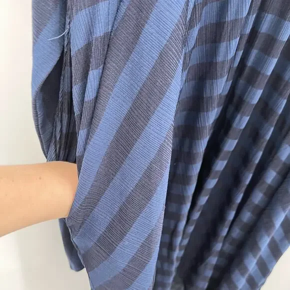 Gabby Skye Midi Striped Blue Dress Womens Medium Pockets - Picture 7 of 10